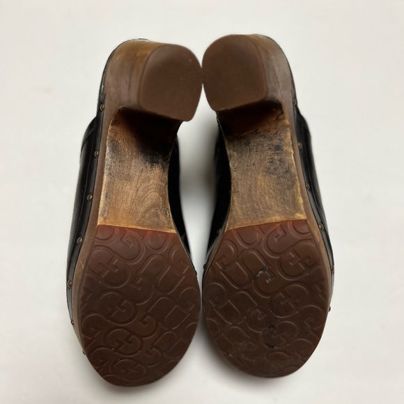 Ugg Abbie Black Leather Clog With Sheep Skin Size 6 - Picture 6 of 11